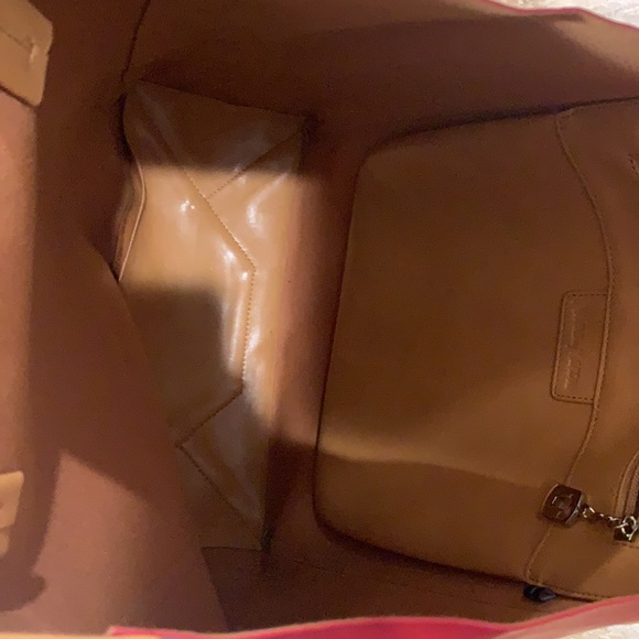 Neiman Marcus Red & Tan Leather Tote - Picture 7 of 7